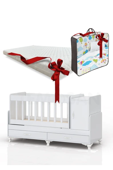 Kaktüs Avm Anne Yanı, Sallanır, Büyüyen Bebek Beşiği, Yataklı, Sarı Uyku Setli, Çekmeceli, Kapaklı 60 X 120 ürün görseli 1