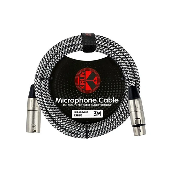 KIRLIN MW-480-3M-BKB HS 24AWG Mikrofon Kablosu 3 Metre ürün görseli 1