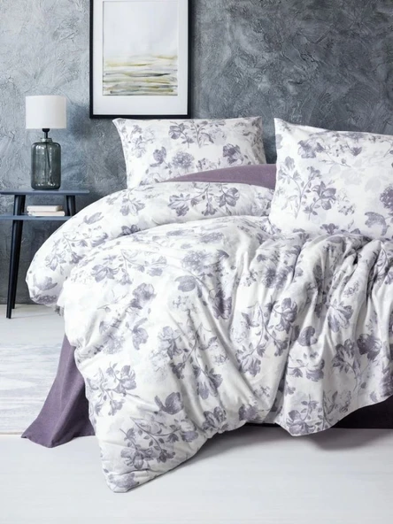 Cotton Box Flanel Tek Kişilik Nevresim Takımı Sadie Mor ürün görseli 1