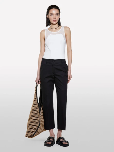 Sisley   Streç Pamuklu Normal Bel Straight Fit Pantolon Kadın Siyah Pantolon - 325P4ENMLE02X ürün görseli 1