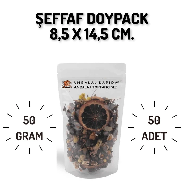 8,5x14,5 Şeffaf Doypack - 50 Adet ürün görseli 1