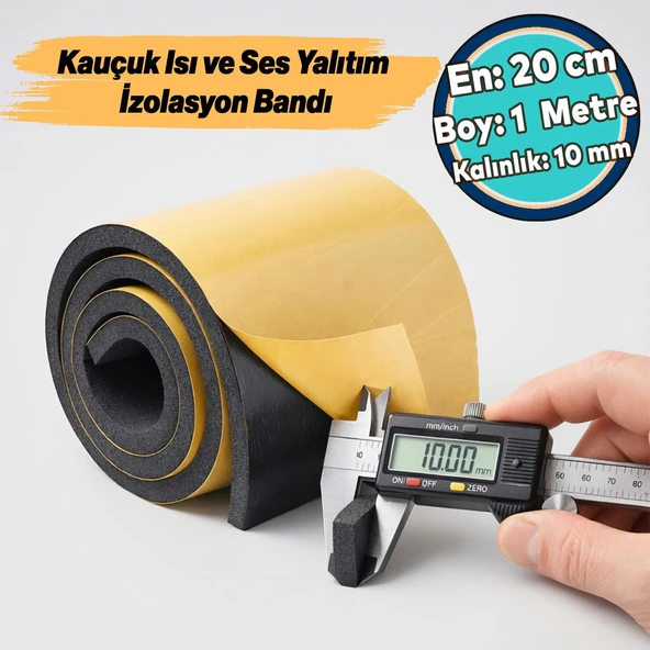 Araç Ses Isı Yalıtım İzolasyon Bandı Epidyen Yapışkanlı En:20 cm Kalınlık:10 mm Uzunluk 1 Metre Kauçuk ürün görseli 1