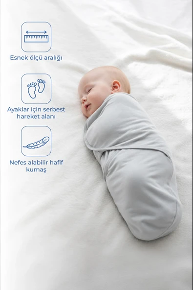 Babyjem Soft Pratik Penye Kundak Gri %100 Pamuk ürün görseli 1