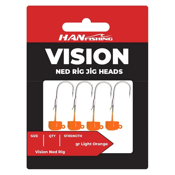 HanFish Vision Ned Rig LOMJ Light Orange Jig Head  2 No - 3.3 Gr ürün görseli 1