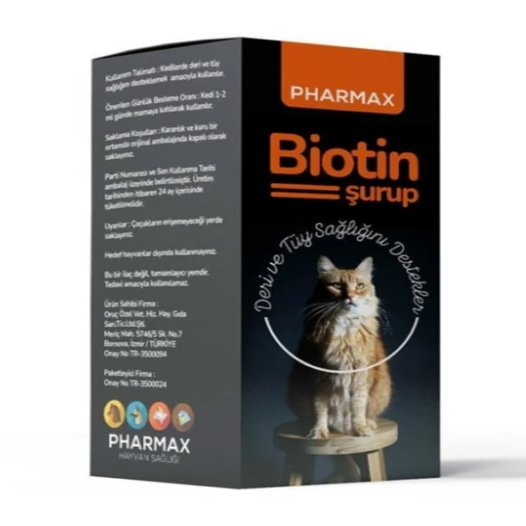 Pharmax Biotin Şurup 40 ml (Feline/Canine Dermatosis, Alopesi ve Keratinizasyon Solüsyonu) ürün görseli 1