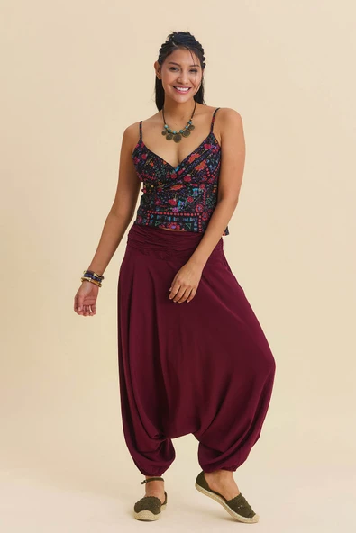 Drape Detay Beli Lastikli Şalvar Pantolon ürün görseli 1