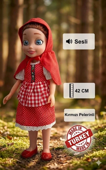 Kırmızı Başlıklı Kız Sesli Masal Anlatan Oyuncak Bebek - 42 cm ürün görseli 1