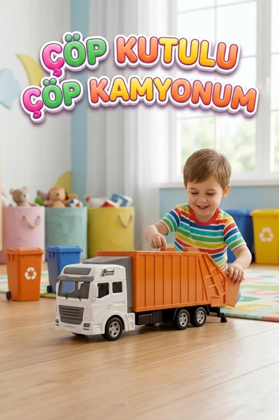 19 cm Çek-bıraklı Çöp Boşaltma Haznesi Açılan Çöp Kutulu Çöp Kamyonu Oyuncak Araba ürün görseli 1