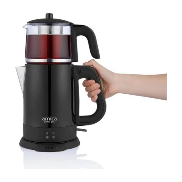 Arnica IH33205 Demli Stil 1800 W Siyah Cam Demlikli Çay Makinesi ürün görseli 1