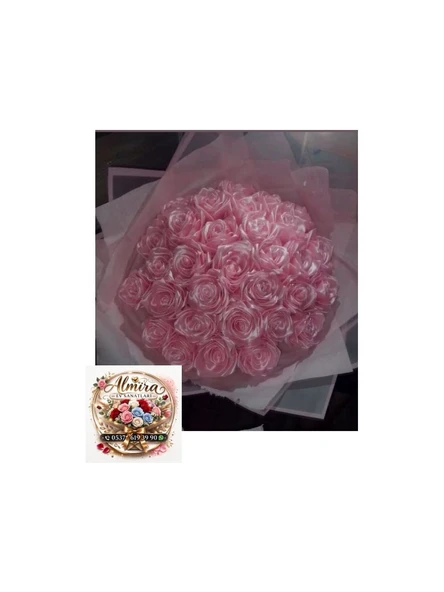 Solmayan Gül Buketi Toz Pembe 30 Lu ürün görseli 1