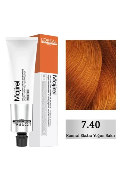 Loreal Professionnel Majirel 7.40 Kumral Esktra Yoğun Bakır 60 ml Saç Boyası ürün görseli 1