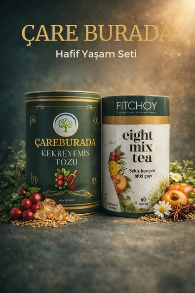 ÇareBurada Hafiflik Seti - ÇareBurada Kekreyemiş Tozu 8 g x 20 stick + Fıtchoy Eight Mix Tea 60 Poşet ürün görseli 1