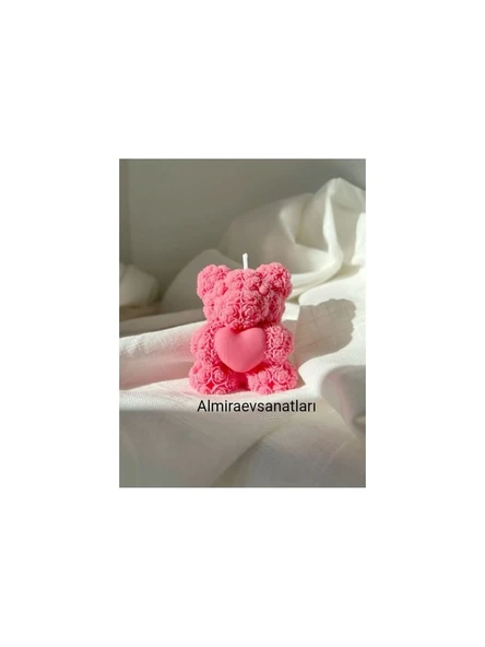Kalpli Ayıcıklı Pembe Mum 1 Adet ürün görseli 1