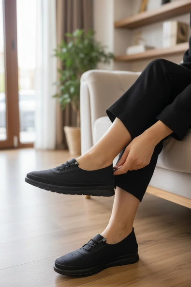 Enoch Lazer Perfore ve Lastik Bağcıklı Ortopedik Comfort Ayakkabı ürün görseli 1