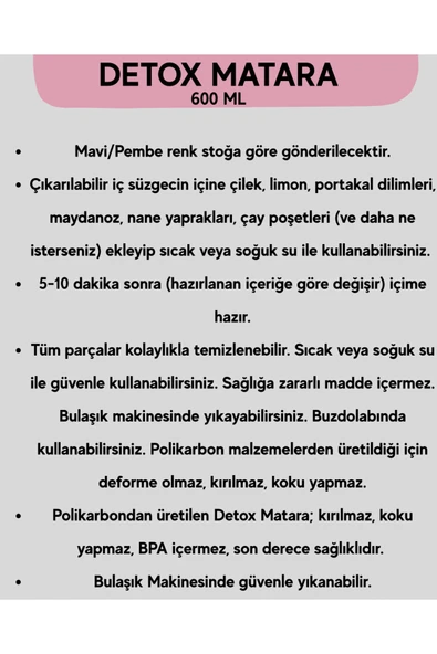 Detox 600 ml Polikarbon Matara - Resim 3
