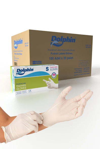 DOLPHİN LATEKS PUDRALI ELDİVEN 1 KOLİ(20 PAKET) (S) ürün görseli 1