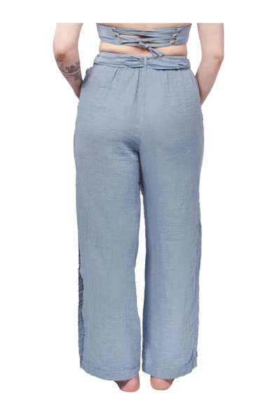 Blue Muslin Slit Trouser - Resim 2