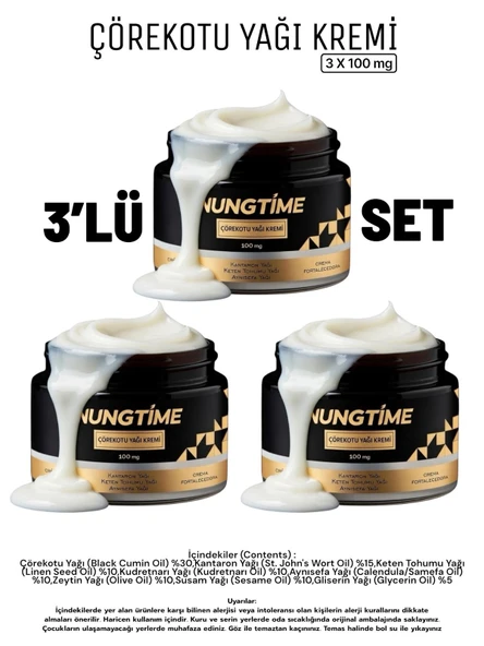 3 Kavanoz Çörekotu Yağı Kremi 100 Mg Kantaron,kudretnarı,aynısefa (Calendula),keten Tohumu Yağı Içeren 100 mg Nungtime ürün görseli 1