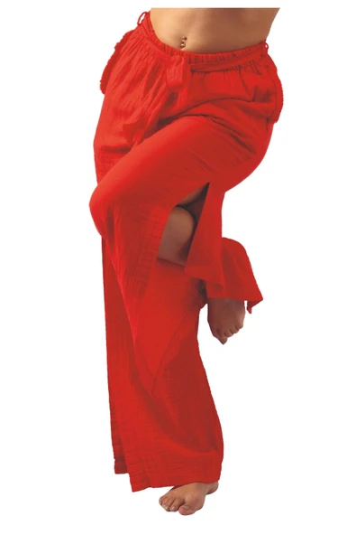 Red Muslin Slit Trouser - Resim 3