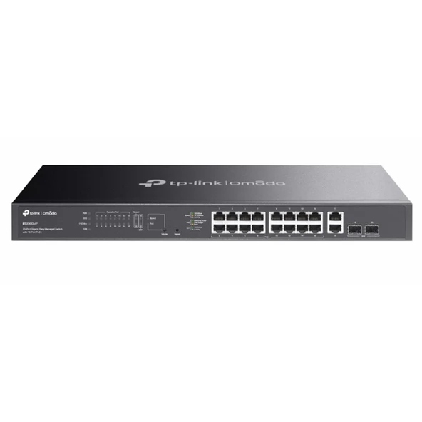 TP-LINK OMADA ES220GMP 16 PORT GIGABIT + 2XGB RJ45/2XGB SFP 250 METRE 250W POE YÖNETILEBILIR RACKMOUNT METAL KASA SWITCH ürün görseli 1