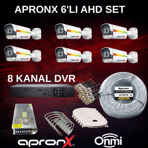 6’LI AHD Geniş Açılı ve Mikrofonlu Güvenlik Kamera Seti ürün görseli 1