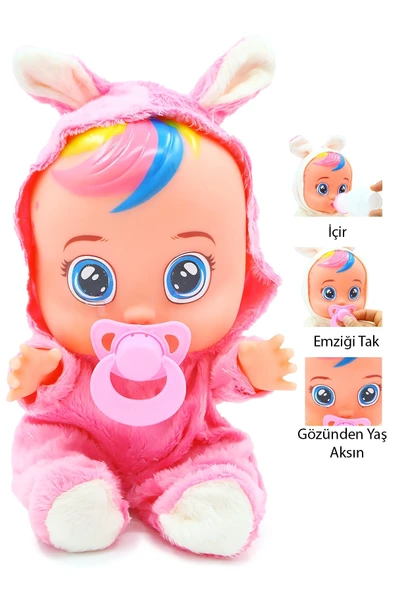 TOYX Ağlayan Et Bebek Oyuncak 20 cm Su İçen Konuşan Bebek Oyuncağı 3+ Yaş