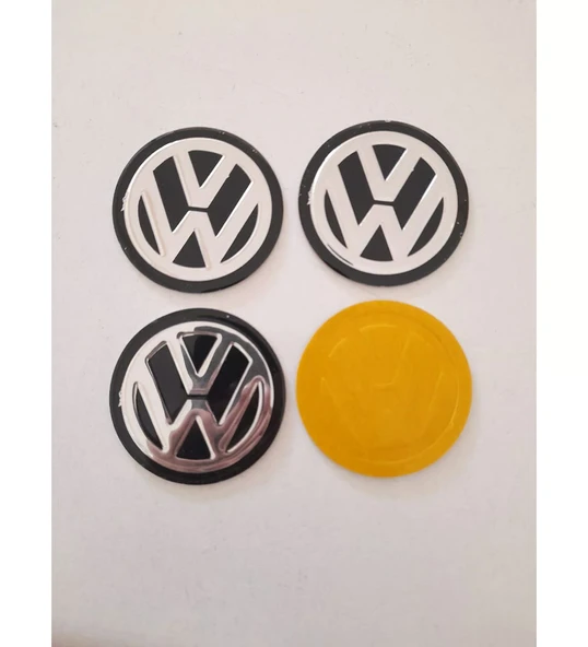 4 Adet VolksWagen Jant Kapak Etiketi Kabartmalı Göbek Etiketi Yapıştırma 60mm ürün görseli 1