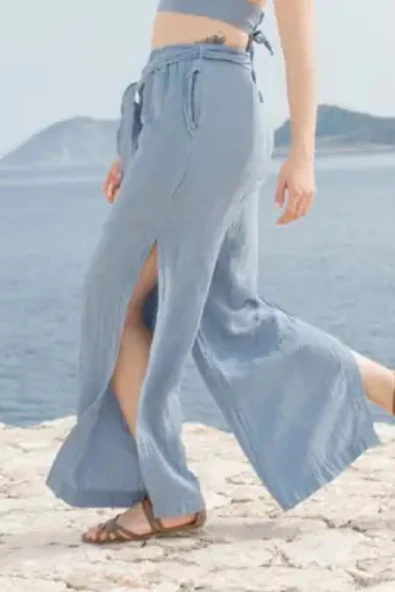 Blue Muslin Slit Trouser ürün görseli 1