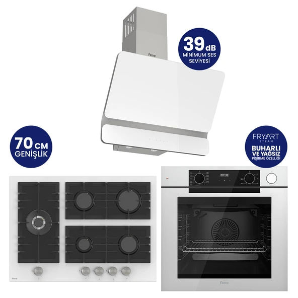 Ferre Steamart-Fryart-Silentart Serisi Beyaz Set ( QEP64CB+BL136+D081-SA ) Döküm Izgara ürün görseli 1