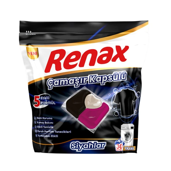 RENAX ÇAMAŞIR KAPSÜLÜ 30'LU SİYAHLAR ürün görseli 1