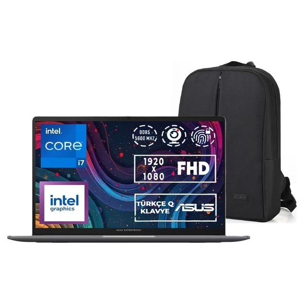 Expertbook P1403CVA Intel I7 13620H 32GB Ddr5 1tb SSD 14" Fhd Windows 11 Pro Taşınabilir Bilgisayar + Snertech Çanta ürün görseli 1