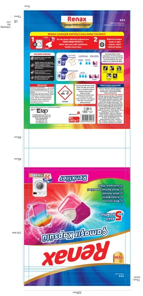 RENAX ÇAMAŞIR KAPSÜLÜ 30'LU RENKLİLER - Resim 2
