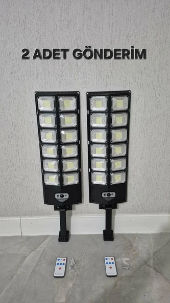 2 Adet 400 Watt Güneş Enerjili Solar Ev Bahçe Mandıra Sokak Projektör Lambası ürün görseli 1