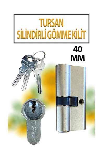 Silindirli Gömme Kilit 40 Mm 3 Anahtarlı (Ahşap ve Alüminyum Kapılara Uygundur, Geniş Tip) ürün görseli 1