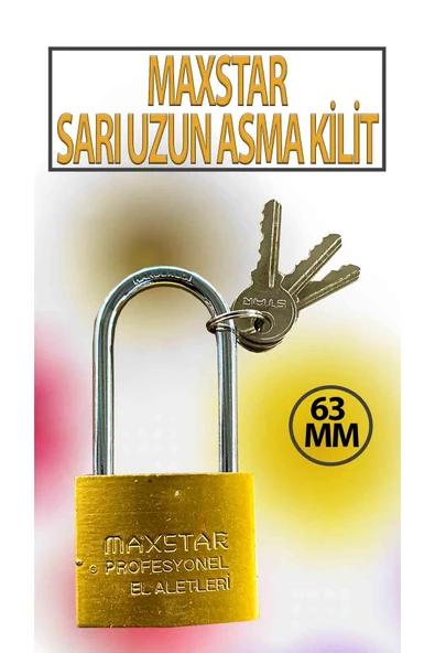 Uzun Tip Sarı Asma Kilit 50 MM 3 Anahtarlı ürün görseli 1