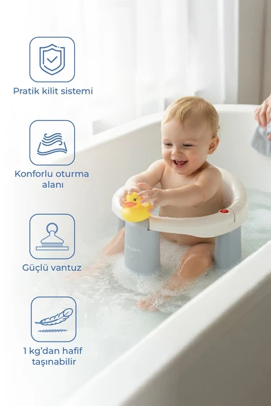 Babyjem Önden Açılır Banyo & Mama Oturağı Kum Beji ürün görseli 1