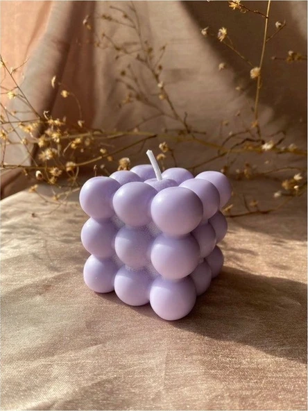 Modern Bubble Küp Mum Mor Dekoratif Mum 1 Adet ürün görseli 1