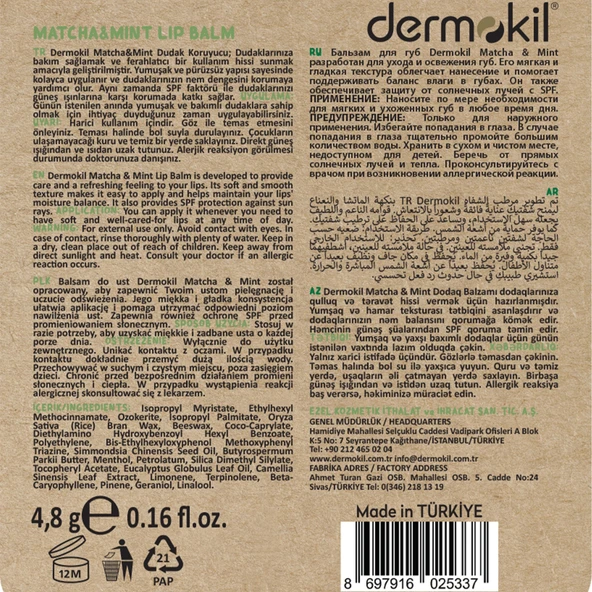 Dermokil Matcha Mint Lip Balm 4,8 g - Resim 2