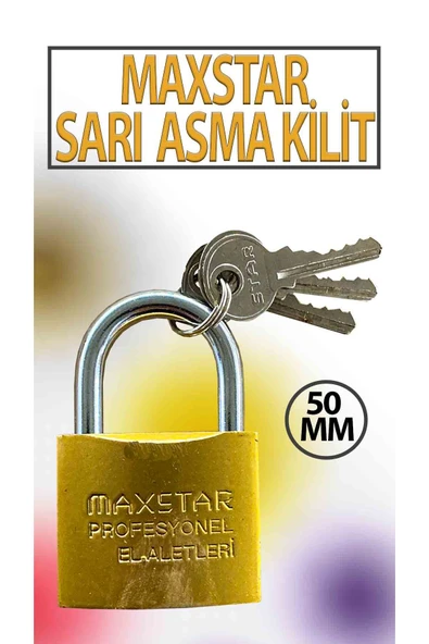 Sarı Asma Kilit 50 MM 3 Anahtarlı ürün görseli 1