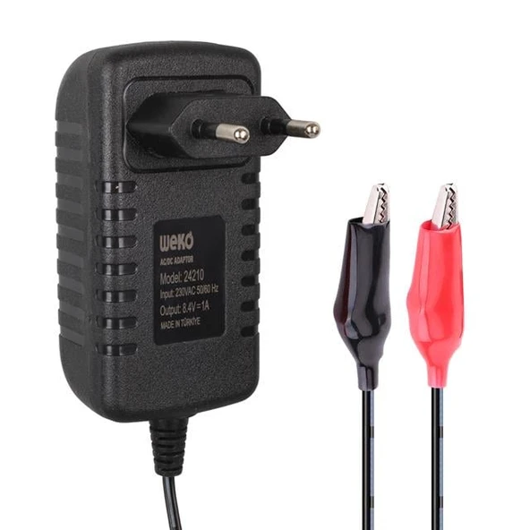 Weko 7.2 Volt - 1 Amper Krokodil Uçlu Priz Tipi Yerli Üretim Akü Şarj Adaptörü ürün görseli 1
