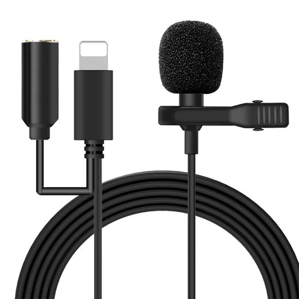 Powermaster JH-041-A Cep Telefonu İçin Ligthning Girişli Youtuber Yaka Mikrofonu ürün görseli 1