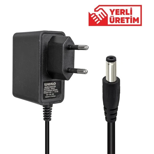 Weko 12 Volt 1 Amper 10 Watt Plastik Kasa Priz Tipi Adaptör (5.5X2.5 Uçlu) ürün görseli 1