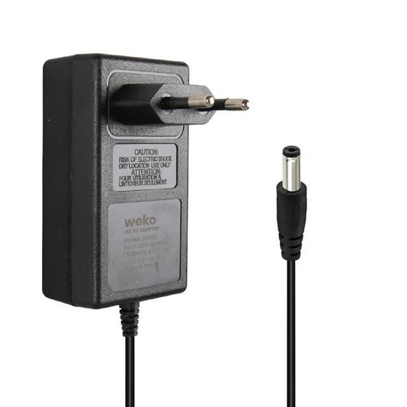 Weko 8.4 Volt - 2 Amper 5.5X2.5Mm Uçlu Priz Tip Kırmızı Yeşil Ledli Yerli Üretim Akü Şarj Adaptörü ürün görseli 1