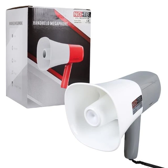 No-Tel 918L Bluetooth-Usb-Siren-Ses Kayıt Özelikli Dahili Bataryalı 25 Watt Mini El Tipi Megafon ürün görseli 1