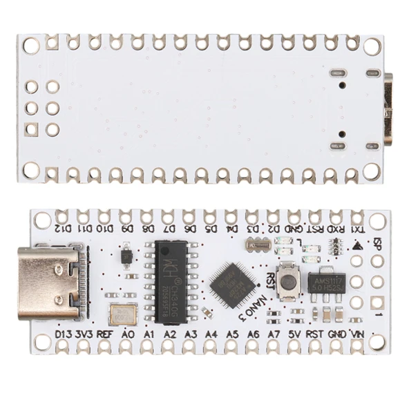 Arduino Nano V3.0 Uyumlu USB-C (Beyaz PCB) Geliştirme Kartı ürün görseli 1