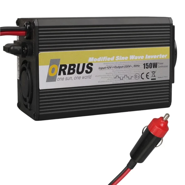Orbus MS150W 150W 12V DC - 220V AC Modifiye Sinüs Araç Çakmaklık İnverteri ürün görseli 1