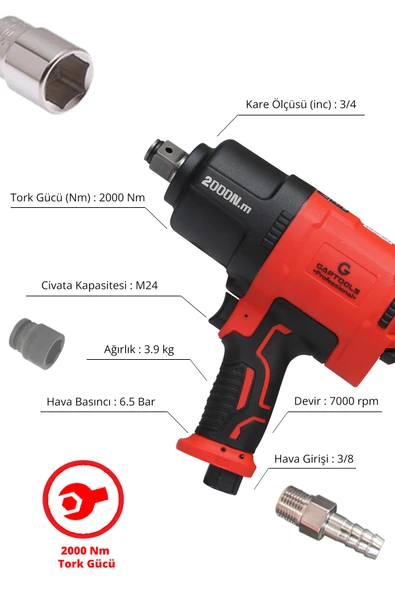 Gaptools Havalı Somun Sökme 3/4 Gp3401 - Resim 4