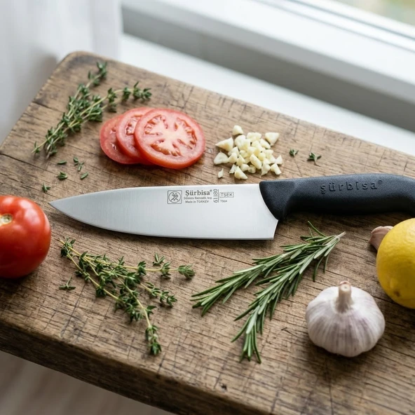 Sürbisa 61180 Şef Aşçı Bıçağı Sürmene Bıçağı Paslanmaz Çelik Profesyonel Et Kesim Doğrama İçin 34 Cm ürün görseli 1