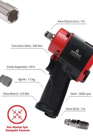 Havalı Somun Sökme Mini 1/2 GPMI1201 - Resim 4