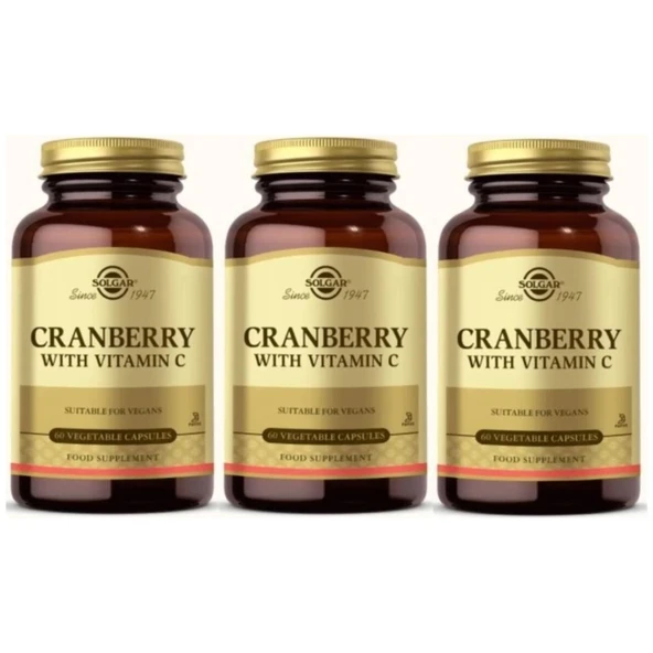 Solgar Cranberry Extract With Vitamin C 60 Kapsül 3 Adet ürün görseli 1
